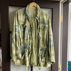 Free People Green and Blue Patterned Jacket